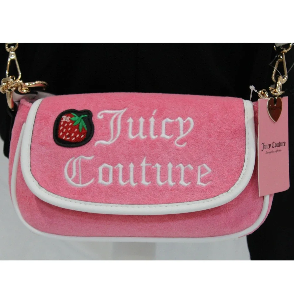 Juicy‎ Couture Pink Strawberry Y2K Tote Shoulder / cross body Bag Bow Crown NWT - Picture 8 of 9